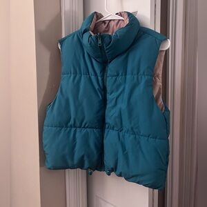 Kelly Green/Khaki reversible puffer vest
